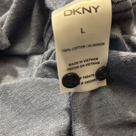 DKNY Men's Long Sleeve Collared Button Down Shirt in Blue - Size Large - Picture 4 of 4